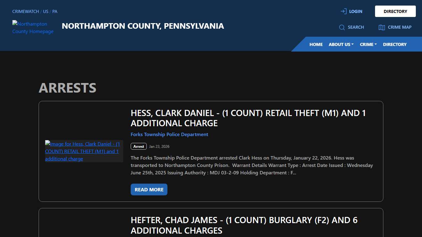Arrests for Northampton County, Pennsylvania CRIMEWATCH